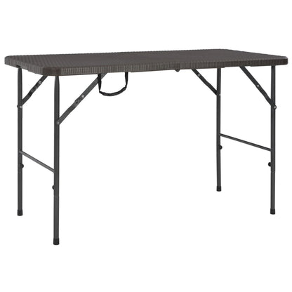 Mesa De Jardín Plegable Hdpe Marrón Aspecto Ratán 120X60X74 Cm