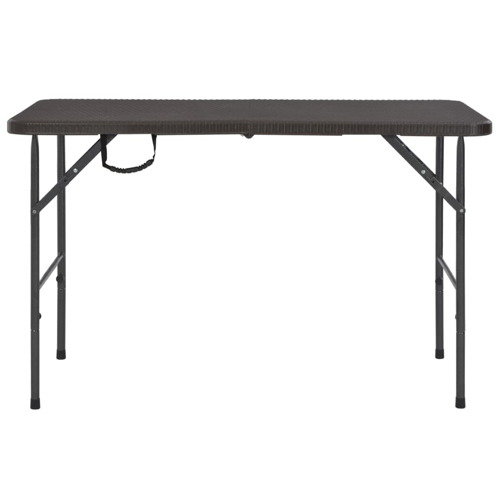 Mesa De Jardín Plegable Hdpe Marrón Aspecto Ratán 120X60X74 Cm