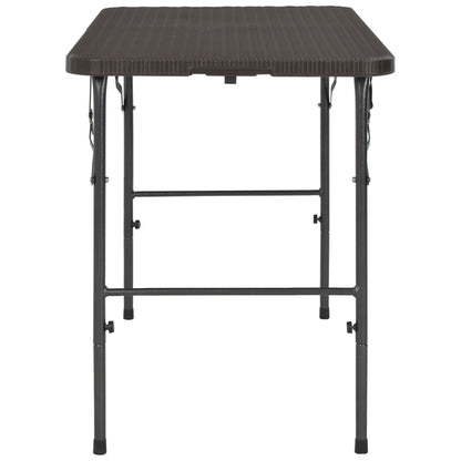 Mesa De Jardín Plegable Hdpe Marrón Aspecto Ratán 120X60X74 Cm