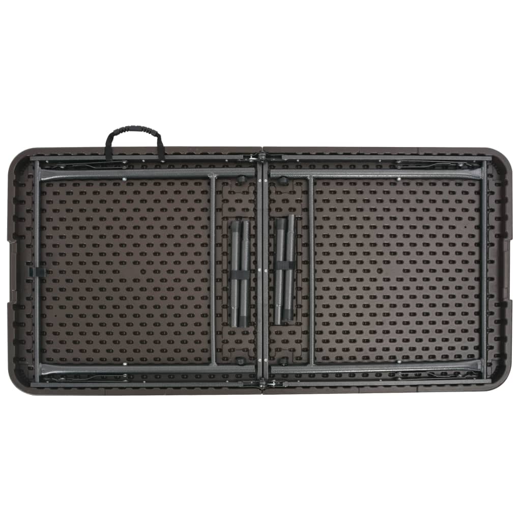 Mesa De Jardín Plegable Hdpe Marrón Aspecto Ratán 120X60X74 Cm