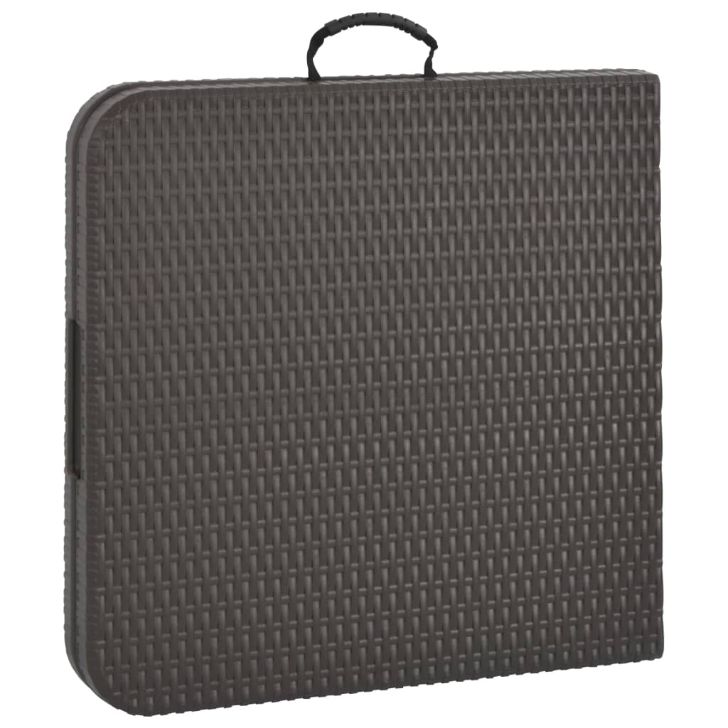 Mesa De Jardín Plegable Hdpe Marrón Aspecto Ratán 120X60X74 Cm
