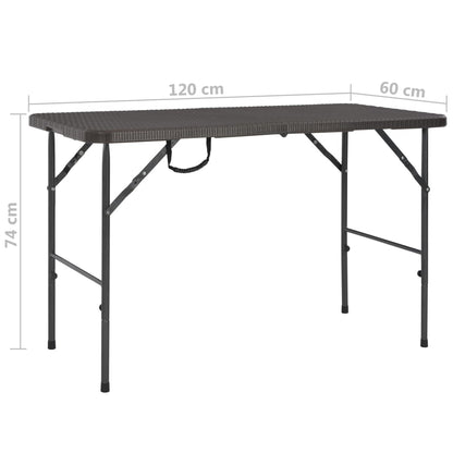 Mesa De Jardín Plegable Hdpe Marrón Aspecto Ratán 120X60X74 Cm
