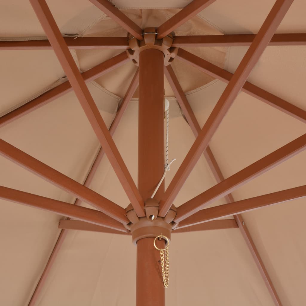 Sombrilla De Jardín Con Palo De Madera Gris Taupe 300 Cm