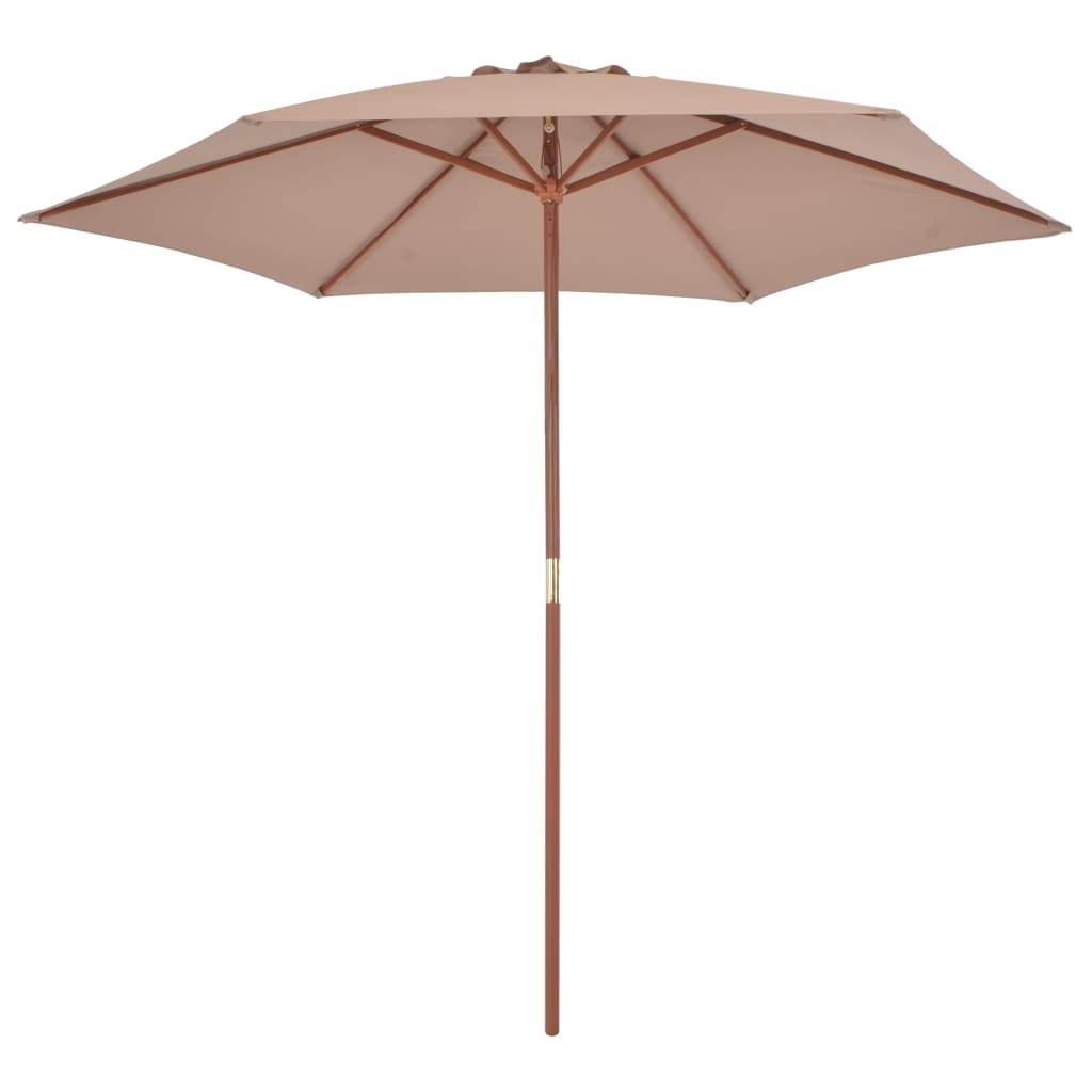 Sombrilla De Jardín Con Palo De Madera Gris Taupe 270 Cm