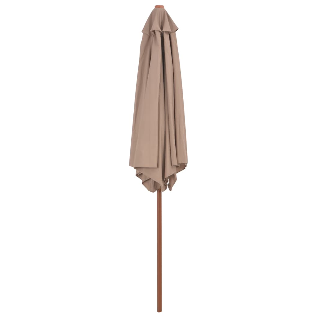 Sombrilla De Jardín Con Palo De Madera Gris Taupe 270 Cm