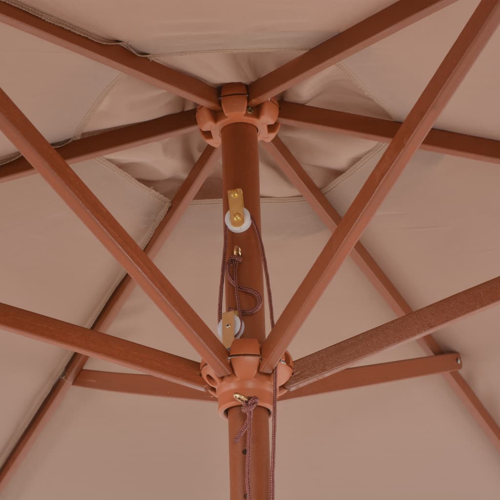 Sombrilla De Jardín Con Palo De Madera Gris Taupe 270 Cm