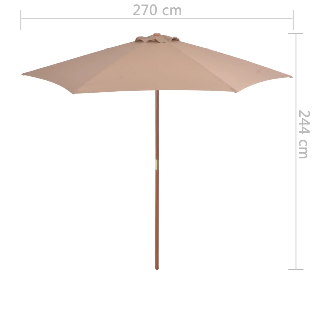 Sombrilla De Jardín Con Palo De Madera Gris Taupe 270 Cm
