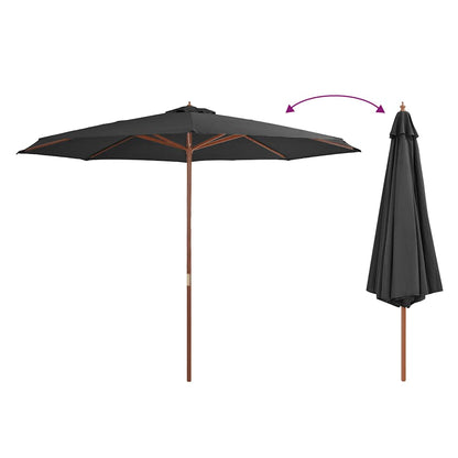 Sombrilla De Jardín Con Palo De Madera 350 Cm Gris