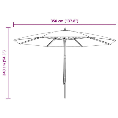 Sombrilla De Jardín Con Palo De Madera 350 Cm Gris