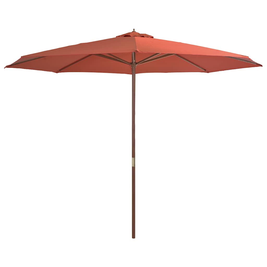 Sombrilla De Jardín Con Palo De Madera 350 Cm Gris