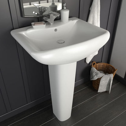 Lavabo De Pie De Cerámica Blanco 580X470X200 Mm