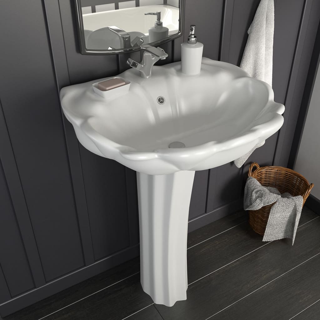 Lavabo De Pie De Cerámica Blanco 580X510X200 Mm