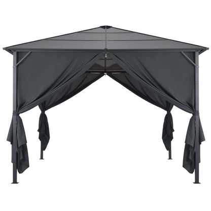 Cenador Con Cortinas Aluminio Negro