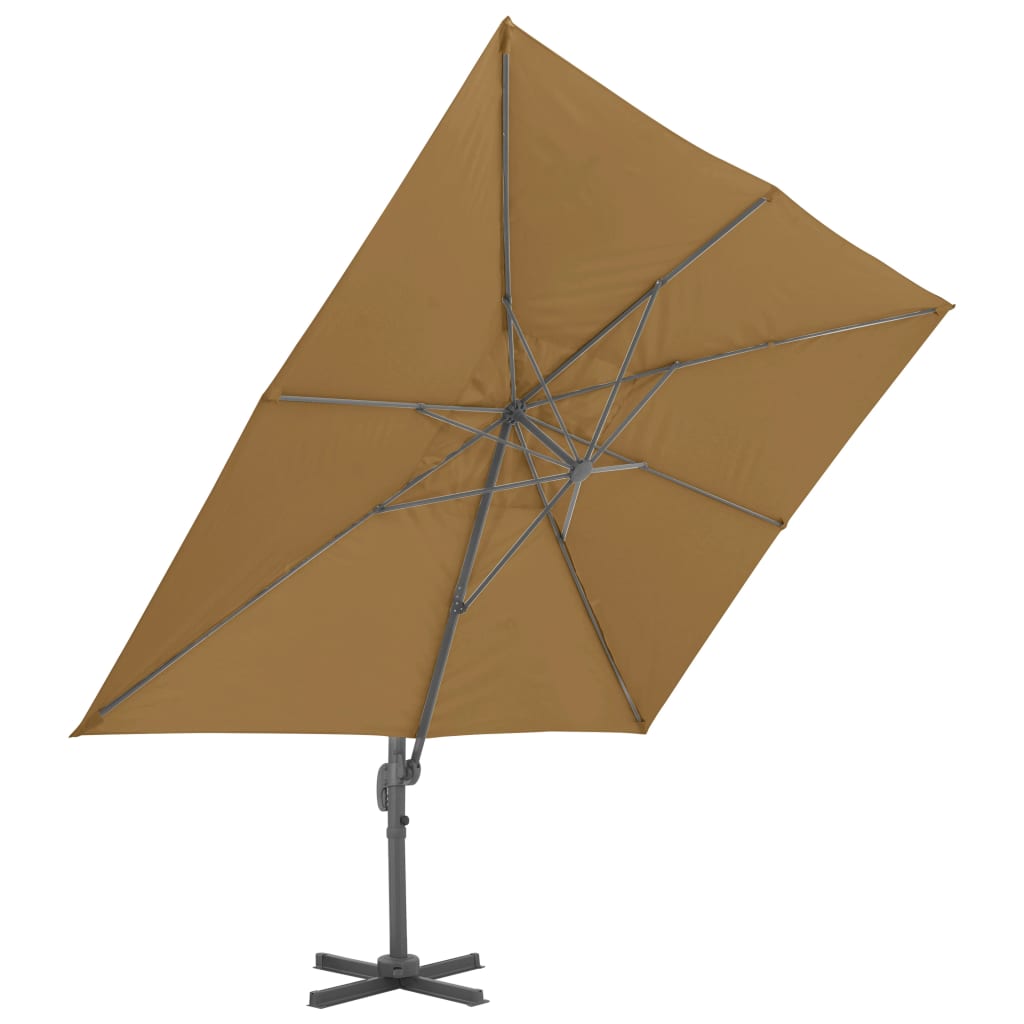Sombrilla De Jardín Voladiza Con Poste De Aluminio Color Topo