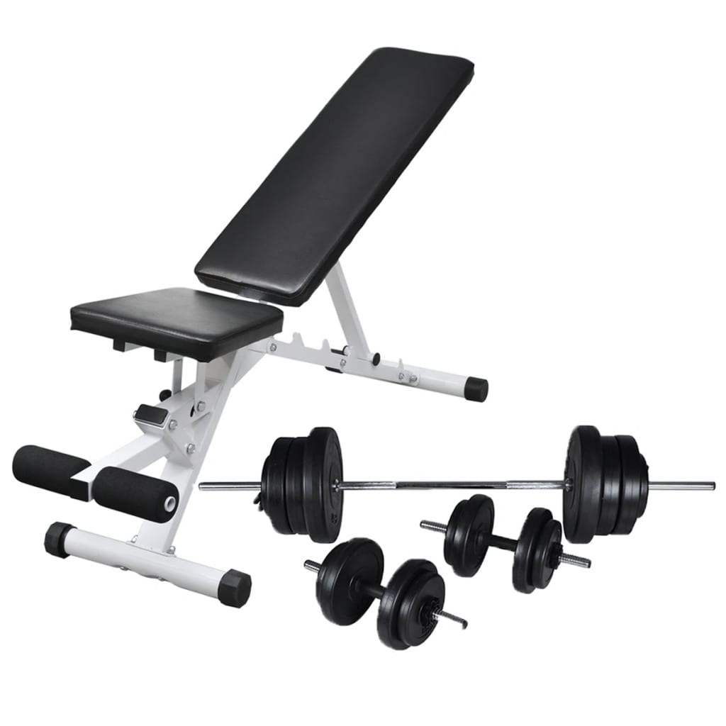 Banco De Entrenamiento Con Juego De Barras Y Mancuernas 60,5 Kg