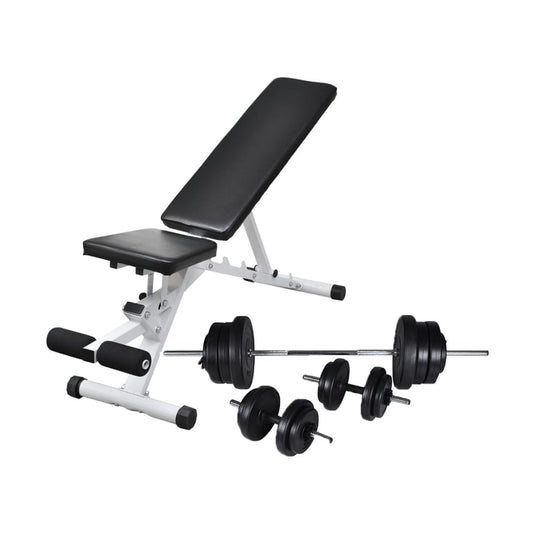 Banco De Entrenamiento Con Juego De Barras Y Mancuernas 60,5 Kg