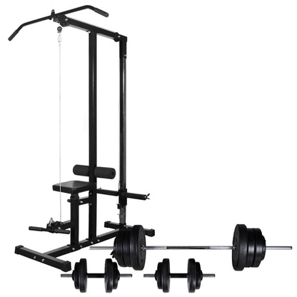 Máquina Musculación Power Tower Con Pesas Y Mancuernas