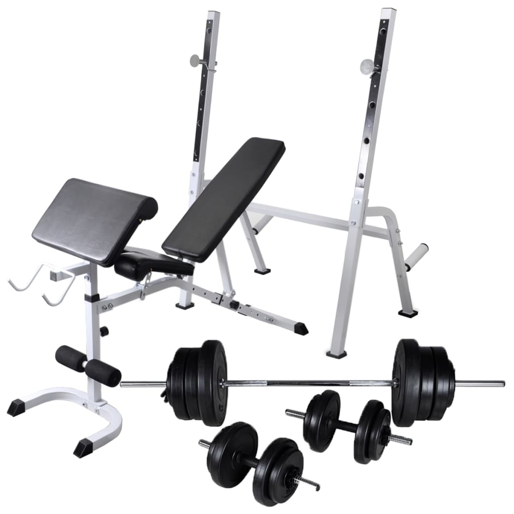 Banco De Entrenamiento Con Soporte De Pesas Y Mancuernas 60,5Kg