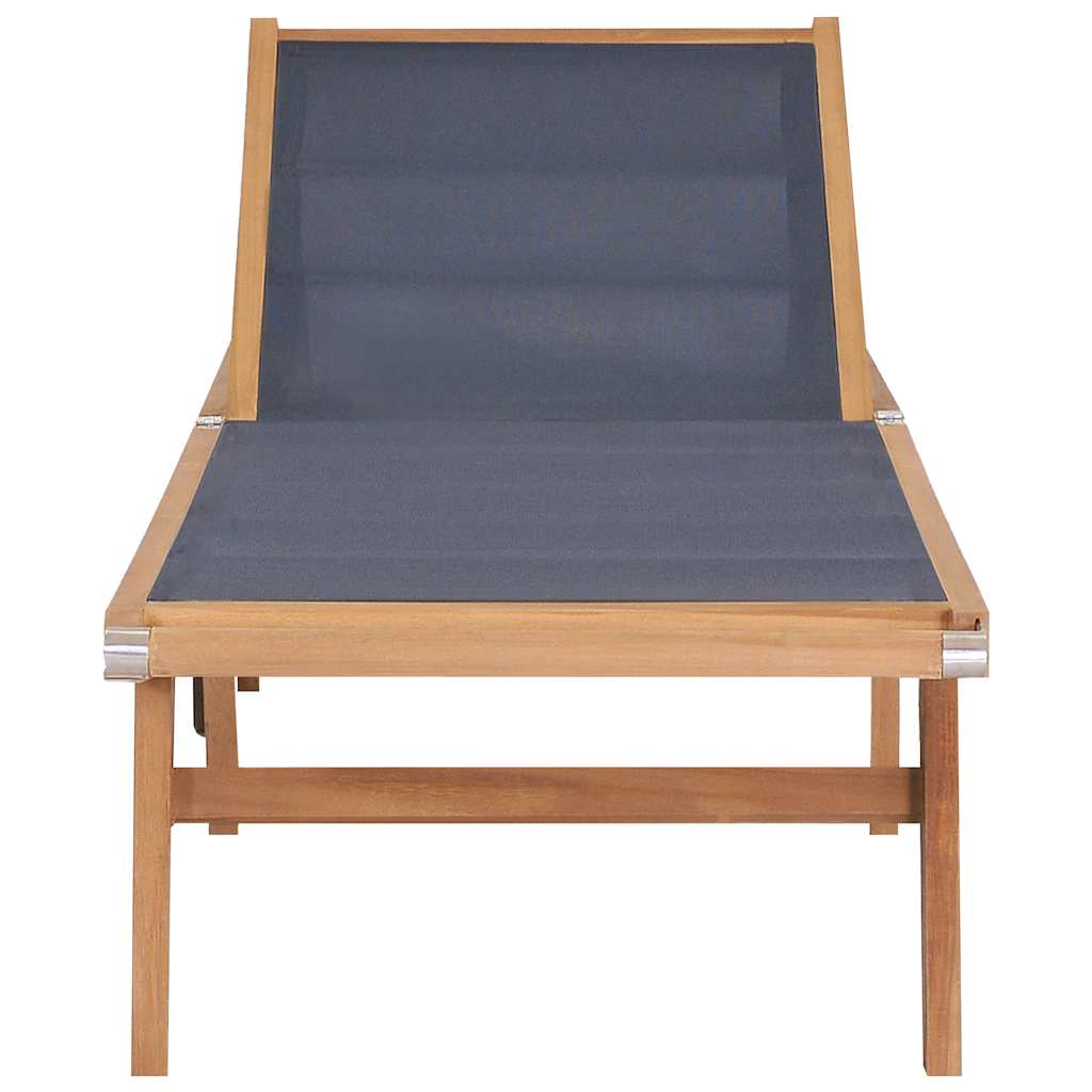 Tumbona Plegable Con Ruedas Teca Maciza Y Textileno