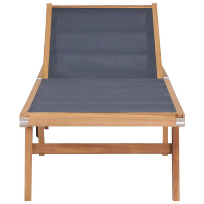 Tumbona Plegable Con Ruedas Teca Maciza Y Textileno
