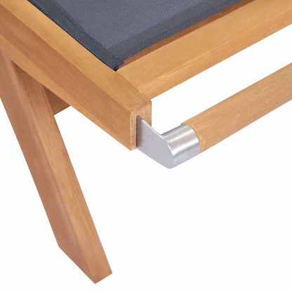 Tumbona Plegable Con Ruedas Teca Maciza Y Textileno
