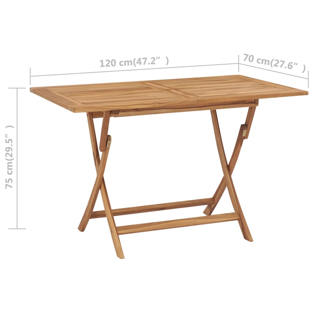 Mesa Plegable De Jardín Madera Maciza De Teca 120X70X75 Cm