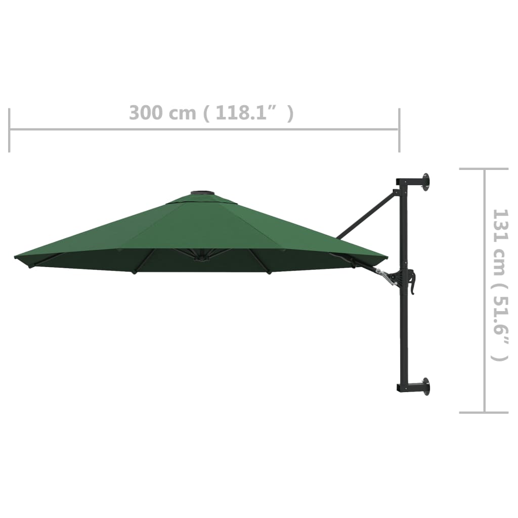 Sombrilla De Pared Con Barra De Metal 300 Cm