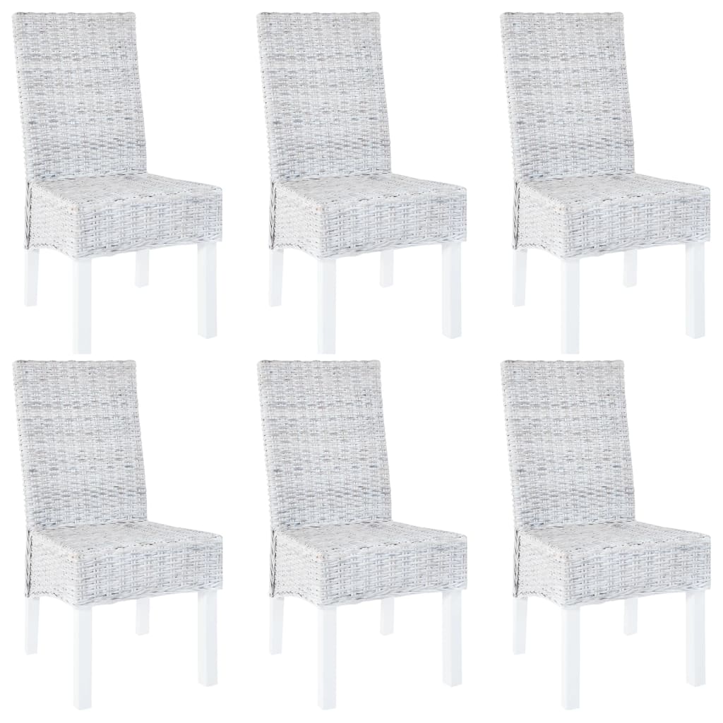 Sillas De Comedor 2 Unidades Ratán Kubu Y Madera Caoba