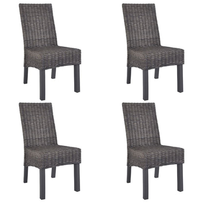 Sillas De Comedor 2 Unidades Ratán Kubu Y Madera Caoba