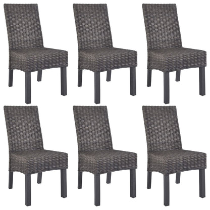 Sillas De Comedor 2 Unidades Ratán Kubu Y Madera Caoba