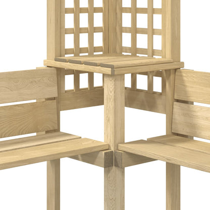 Pérgola De Esquina Con Banco Madera De Pino Impregnada