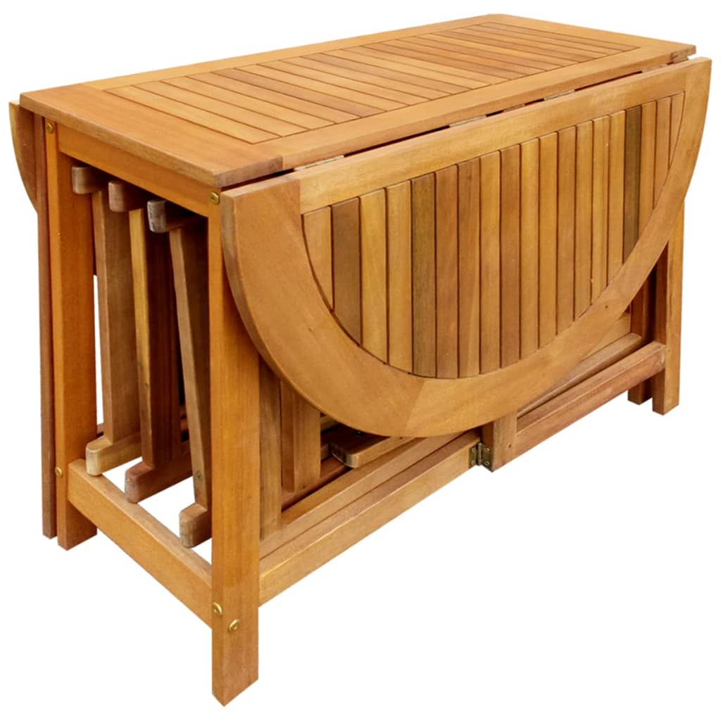 Set Comedor De Jardín Plegable 5 Piezas Madera Maciza De Acacia