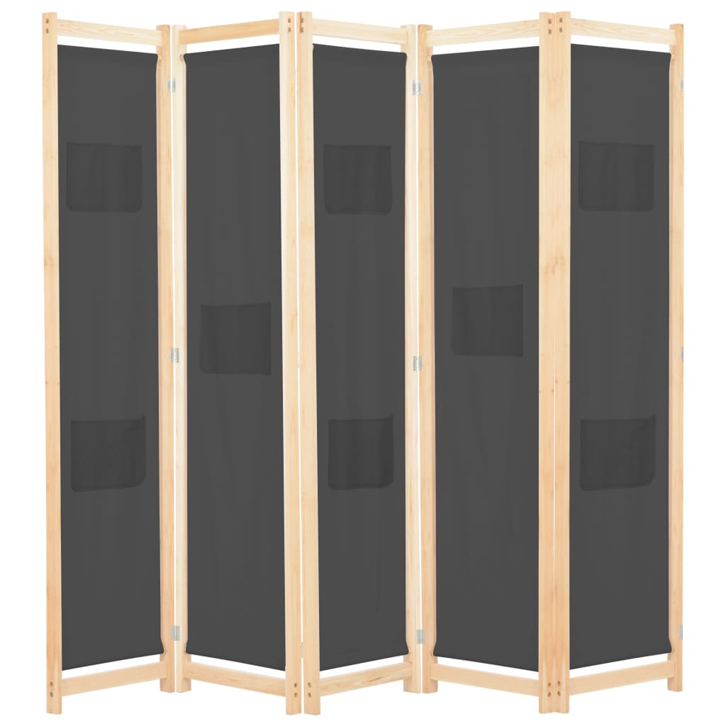 Biombo Divisor 5 Paneles De Tela 200X170X4 Cm