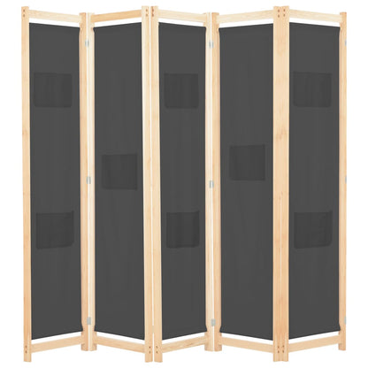 Biombo Divisor 5 Paneles De Tela 200X170X4 Cm