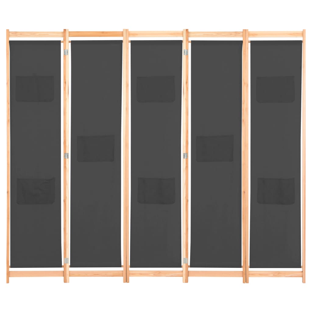 Biombo Divisor 5 Paneles De Tela 200X170X4 Cm