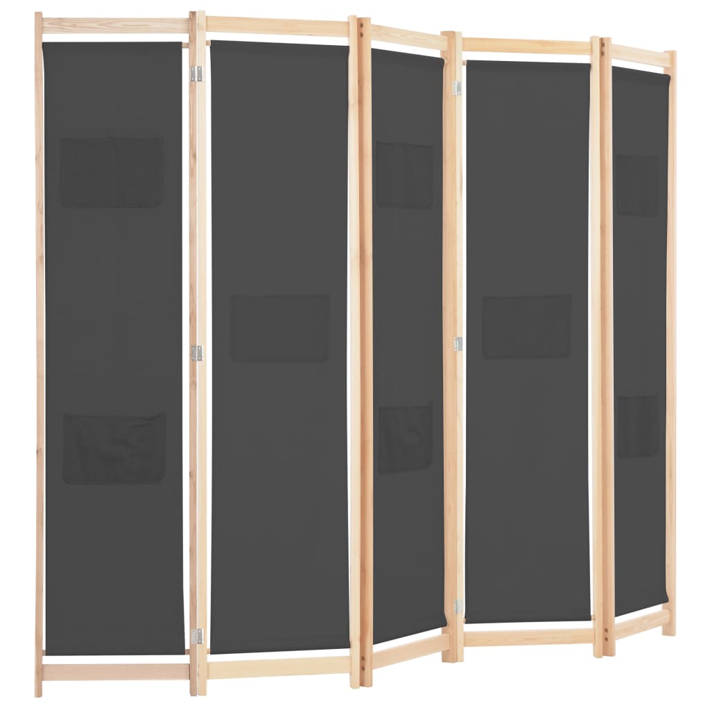 Biombo Divisor 5 Paneles De Tela 200X170X4 Cm