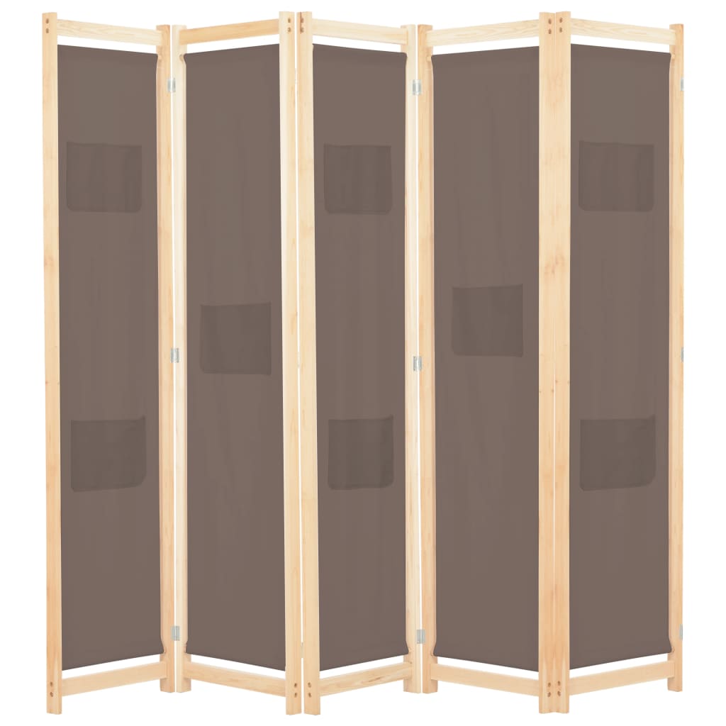 Biombo Divisor 5 Paneles De Tela 200X170X4 Cm