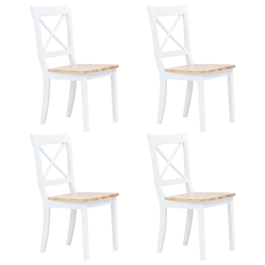 Sillas De Comedor 4 Unidades Madera Maciza De Caucho