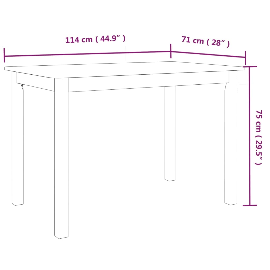 Mesa De Comedor Madera De Caucho 114X71X75 Cm