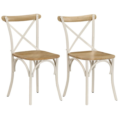 Sillas Con Respaldo Cruzado 4 Uds Madera Maciza De Mango Blanco