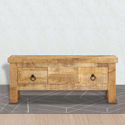 Mesa De Centro Con Cajones Madera Maciza Reciclada 90X45X35 Cm