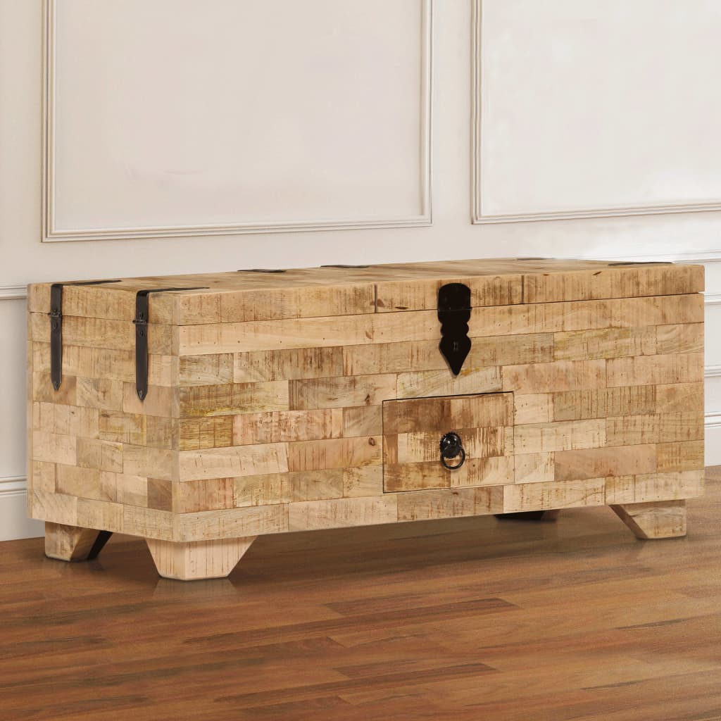 Mesa De Centro De Madera Maciza De Mango 80X40X35 Cm