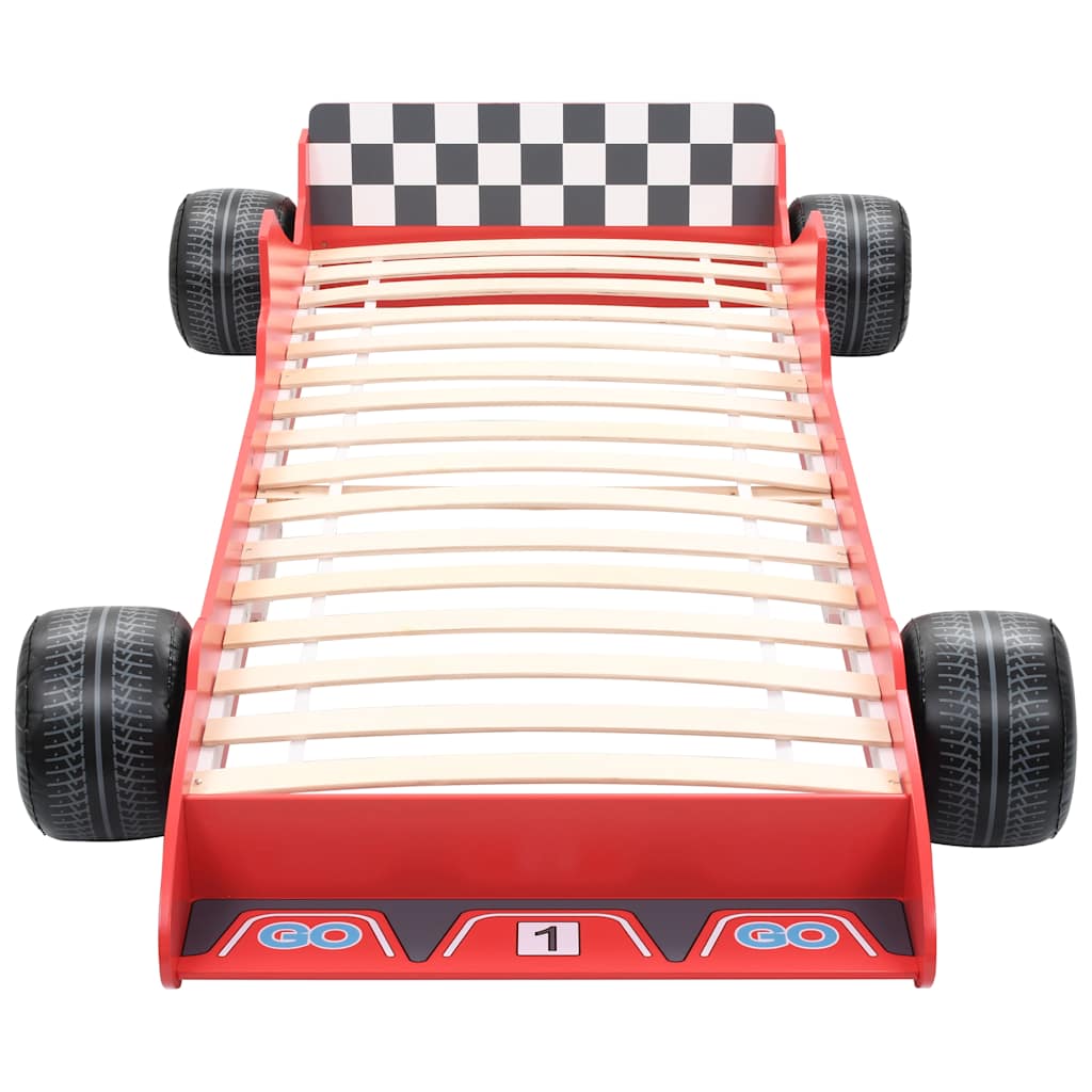 Cama Con Forma De Coche De Carreras Para Niños 90X200 Cm Roja