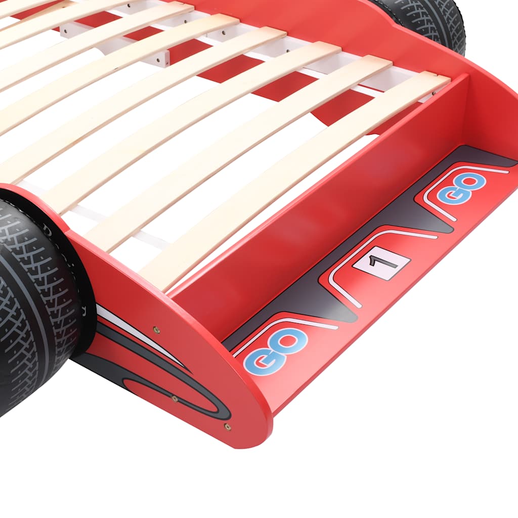 Cama Con Forma De Coche De Carreras Para Niños 90X200 Cm Roja