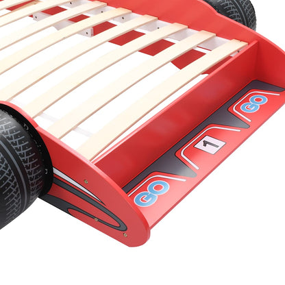 Cama Con Forma De Coche De Carreras Para Niños 90X200 Cm Roja