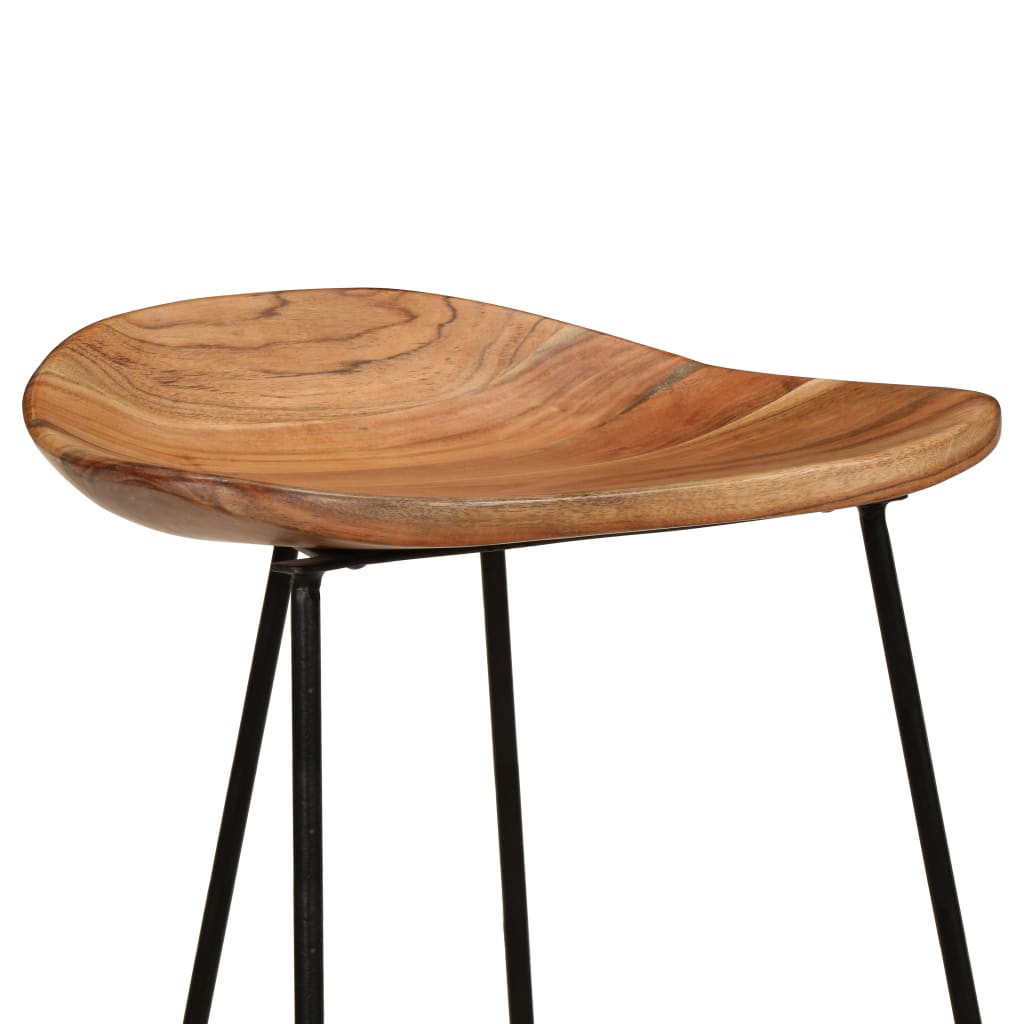 Taburetes De Cocina 2 Unidades Madera Maciza De Acacia