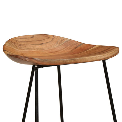 Taburetes De Cocina 2 Unidades Madera Maciza De Acacia