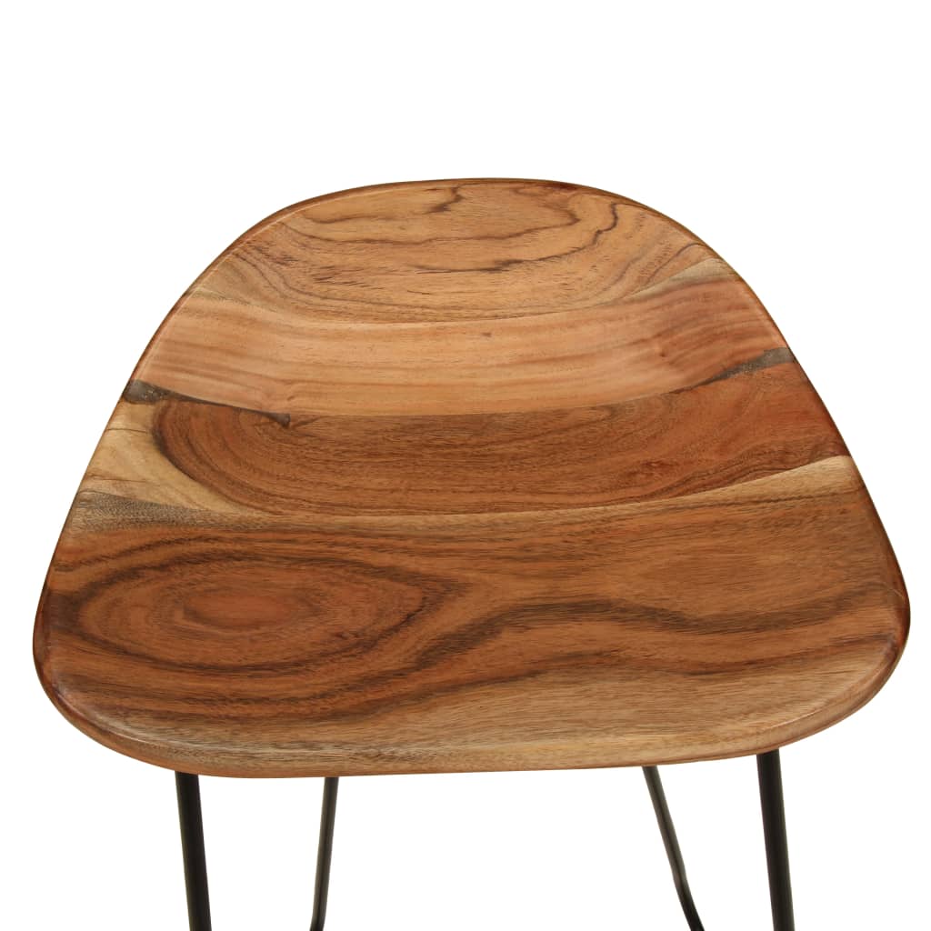 Taburetes De Cocina 2 Unidades Madera Maciza De Acacia