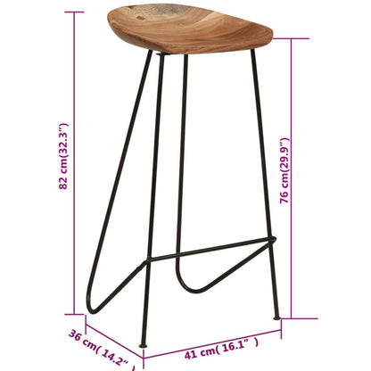 Taburetes De Cocina 2 Unidades Madera Maciza De Acacia
