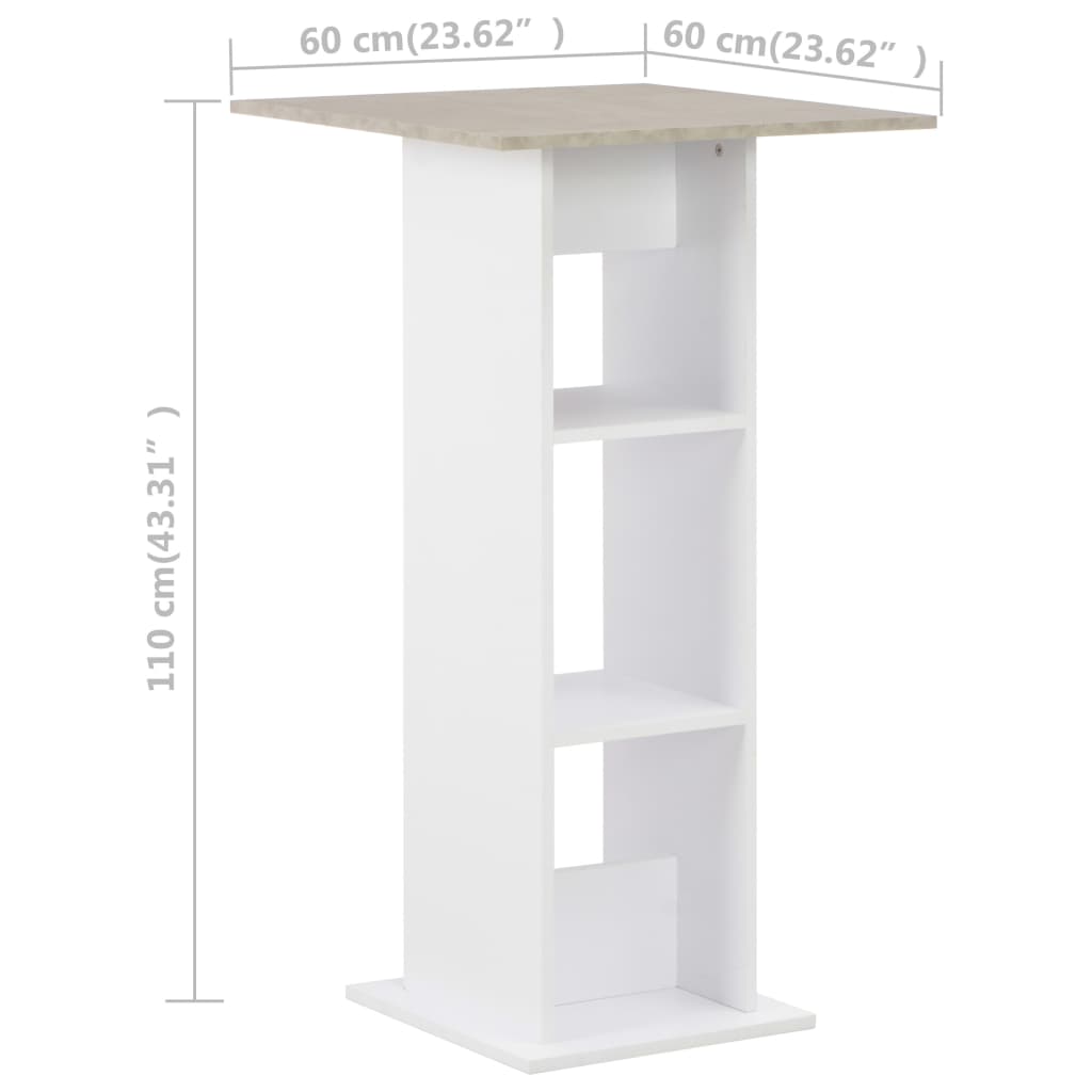 Mesa Alta De Bar Blanco Y 60X60X110 Cm